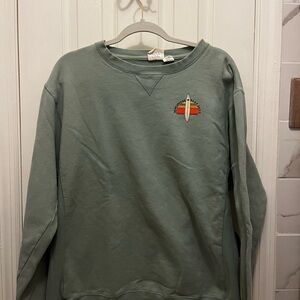 Suncatcher Surfshop Seafoam Green Crewneck Sweatshirt with Surf Embroidered Logo